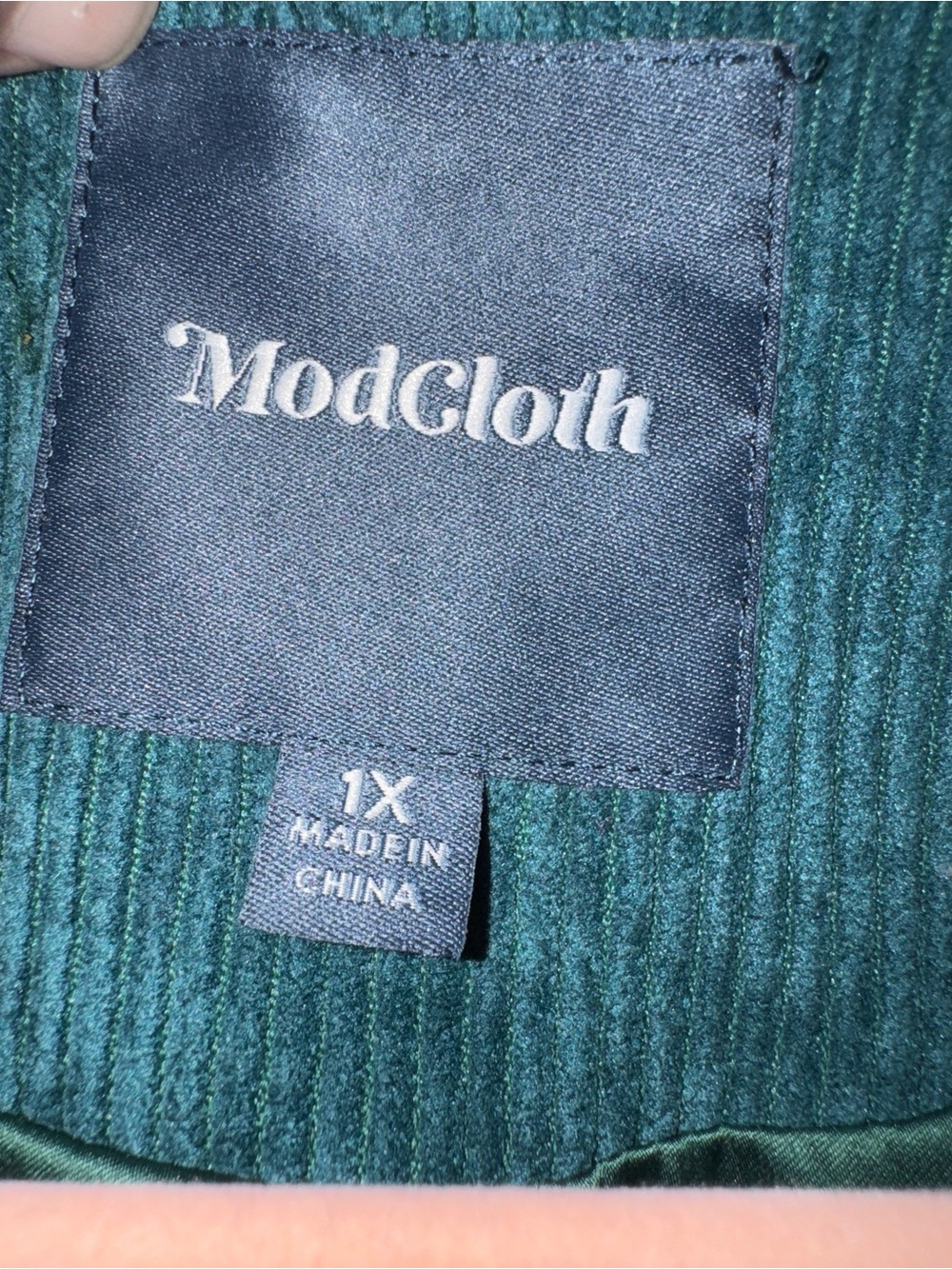 ModCloth Teal Green Corduroy One Button Tailored Blazer Jacket Size 1X - Picture 2 of 5
